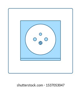 France Electrical Socket Icon. Thin Line With Blue Fill Design. Vector Illustration.