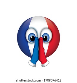 France emoji praying - folded hands emoticon - isolated vector illustration