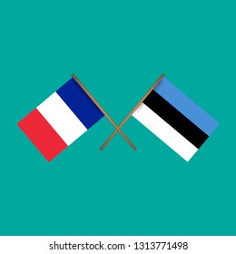 France and Estonia crossed flags.Language learning or travel concept.