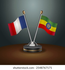 Tabela da França e da Etiópia sinaliza relação com fundo de gradiente. Ilustração de vetor