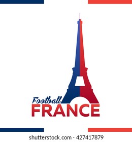 France Euro 2016 logos. Eiffel Tower Logo Paris. Vector Illustration. Football or soccer. 