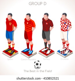 France EURO 2016.Soccer Group D Player Athletes.Vector France 2016 Match. EURO Championship Football Game.Soccer International Match Illustration. Soccer European Cup 2016 Group D Player Isometric