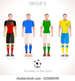 France EURO 2016.Soccer Group E Player Athletes.Vector France 2016 Match. EURO Championship Football Game.Soccer International Match Illustration. Soccer European Cup 2016 Group E Player