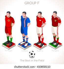 France EURO 2016.Soccer Group F Player Athletes.Vector France 2016 Match. EURO Championship Football Game.Soccer International Match Illustration. Soccer European Cup 2016 Group F Player Isometric