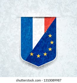 France and European Union Shield label Illustration