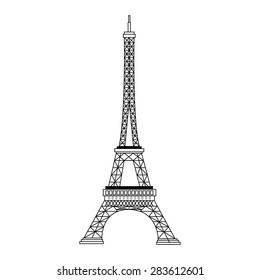 France famous construction eiffel tower black silhouette vector illustration
