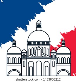 france famous landmark flag happy bastille day flat design vector illustration