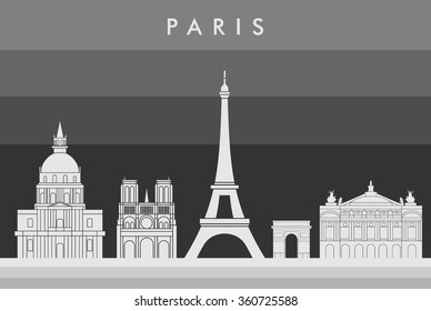 France famous landmarks detailed skyline. Vector illustration