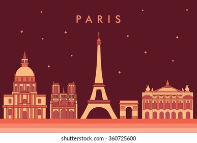 France famous landmarks detailed skyline. Vector illustration