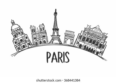 France famous landmarks detailed skyline. Vector illustration