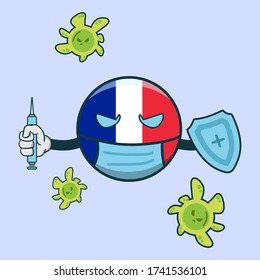 france fight corona virus vector illustration icon