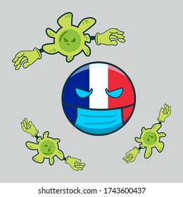 france fight green virus with gray background vector illustration