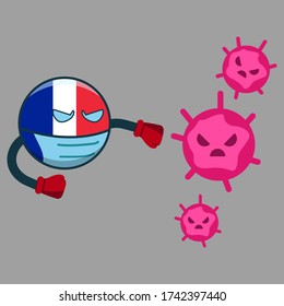 france fight with virus vector illustration icon