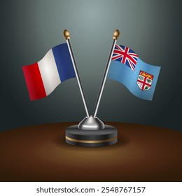 França e Fiji sinalizam a relação com o plano de fundo do gradiente. Ilustração de vetor