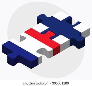 France and Finland Flags in puzzle isolated on white background

