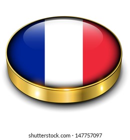 France flag 3D button, vector. 
