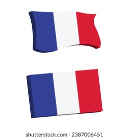 France Flag 3d shape vector illustration