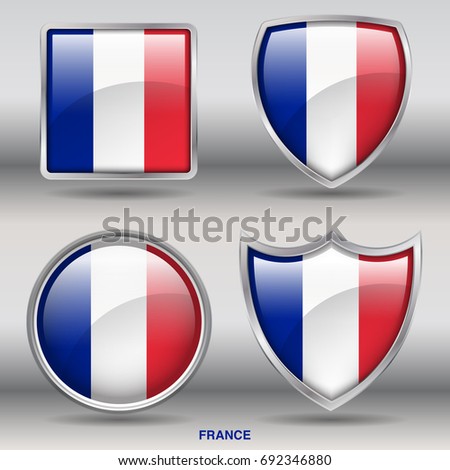 France Flag in 4 Shape Collection With Clipping Path