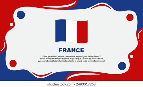 France Flag Abstract Background Flat Design Template. France Independence Day Banner Wallpaper Vector Illustration. France Cartoon