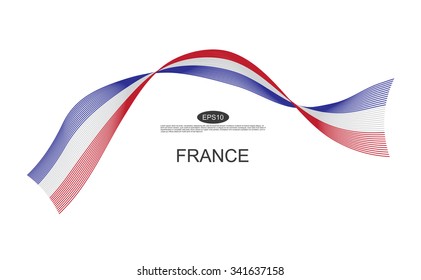 France flag. Abstract France ribbons isolated on white. 