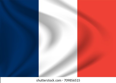 France flag background with cloth texture. France flag vector illustration.