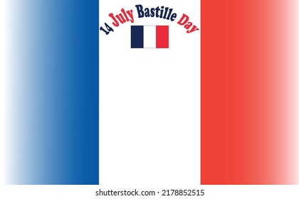 France flag background of happy bastille day vector design. Creative Vector illustration, for the French National Day. Happy Bastille Day greetings card design. 14th July independence day