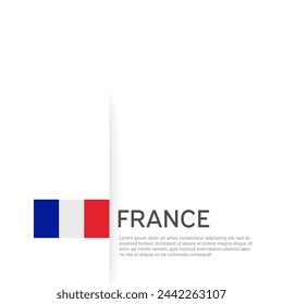 France flag background. State patriotic french banner, cover. Document template with france flag on white background. National poster. Business booklet. Vector illustration, simple laconic design