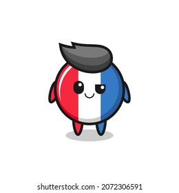 france flag badge cartoon with an arrogant expression , cute style design for t shirt, sticker, logo element