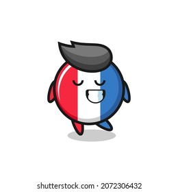 france flag badge cartoon illustration with a shy expression , cute style design for t shirt, sticker, logo element