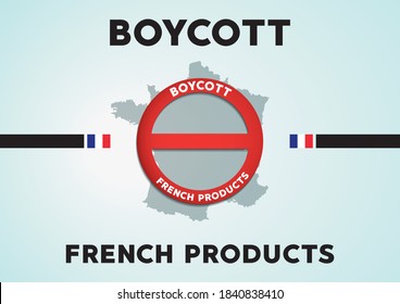 France Flag With Banned Sign, Boycott France