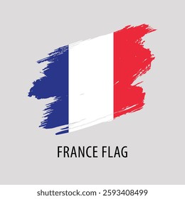 france flag brush effect design template