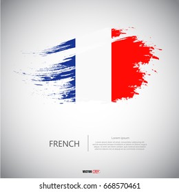 France flag with  brush stroke background 