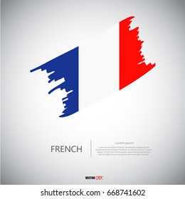 France flag with  brush stroke background .