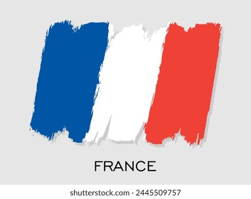 France flag brush stroke design. National flag.