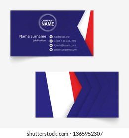 France Flag Business Card, standard size (90x50 mm) business card template with bleed under the clipping mask.