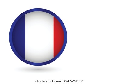 Botón de bandera francesa, bandera de botón de círculo de Francia con espacio de copia