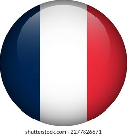 France flag button. Emblem of France. Vector flag, symbol. Colors and proportion correctly.