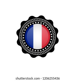 France flag button. Made in  label