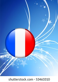 botón Bandera de Francia sobre fondo de luz abstracta Ilustración original