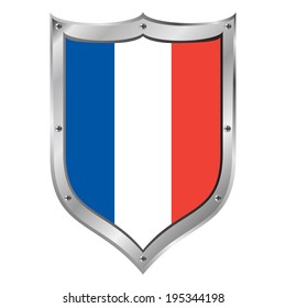 France flag button on a white background. Vector illustration.
