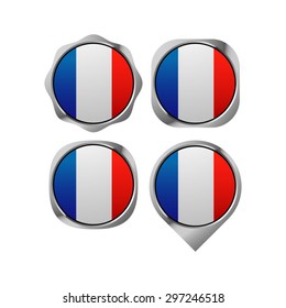France flag button vector drawing