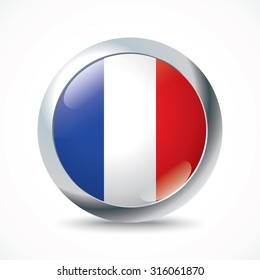 France flag button - vector illustration