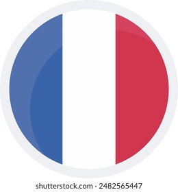 France flag. Circle icon on transparent background. Vector illustration, EPS10