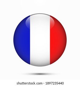 France flag circle shape button vector illustration