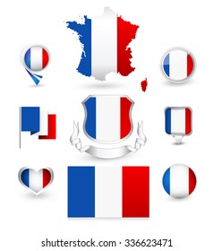 France Flag Collection. Vector icon set.