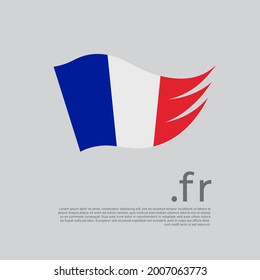 France flag. Colored stripes of the french flag on a white background. Vector stylized design national poster with fr domain, place for text. Tricolor. State patriotic banner france, cover