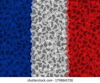 France Flag composed of Hearts Shape. Transparent flag design. Izolated vector Illustration. Use for printing, posters, T-shirts, textile drawing, web, etc. Follow other flags in my collection.