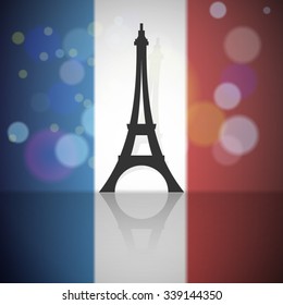 France flag with Eiffel tower background