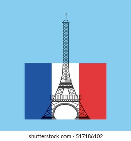 france flag with eiffel tower icon over blue background. colorful design. vector illustration