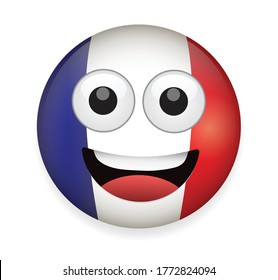 France flag face vector illustration.High quality emoticon vector on white background.Emoji vector.France Flag emoticon.Flag emoji.